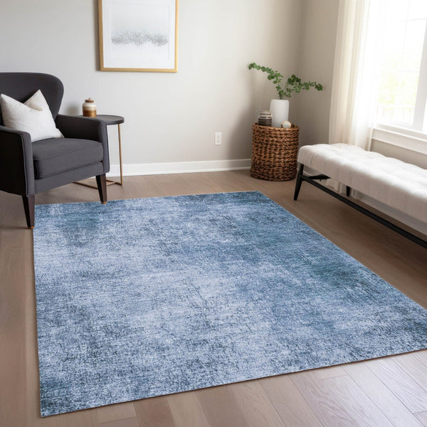 HomeRoots 9' Durable Abstract Blue and Sky Blue Area Rug - Washable for Indoor and Outdoor High-Traffic Spaces 625305