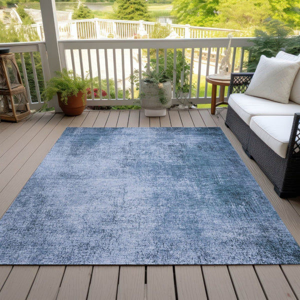 HomeRoots 9' Durable Abstract Blue and Sky Blue Area Rug - Washable for Indoor and Outdoor High-Traffic Spaces 625305