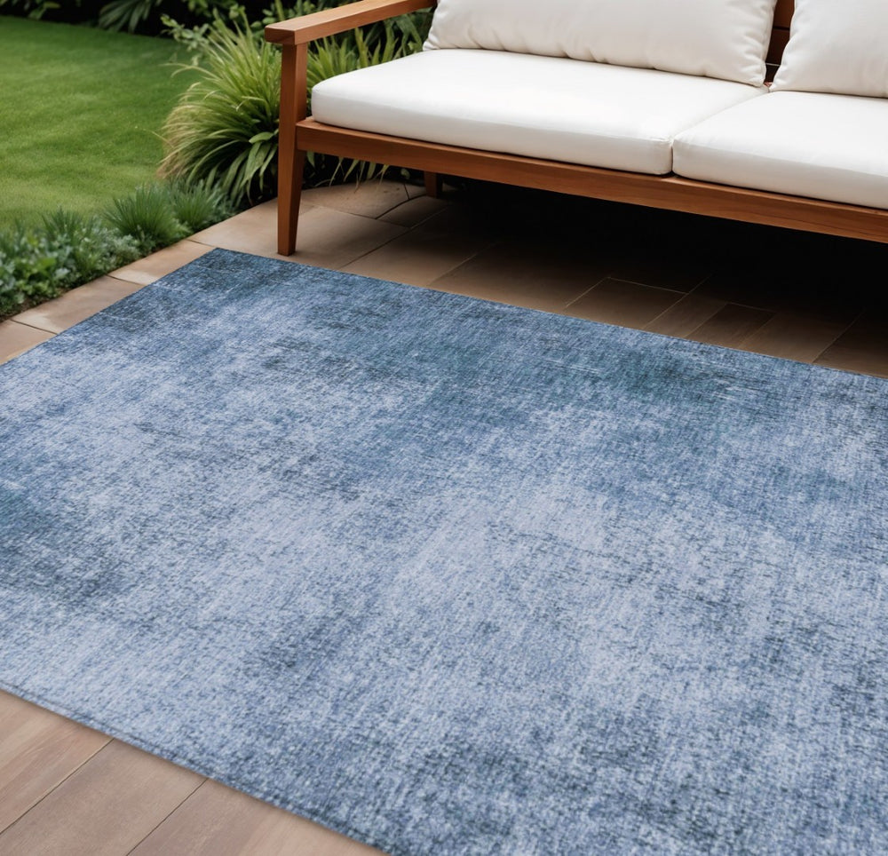 HomeRoots 10' Modern Blue & Sky Blue Abstract Washable Area Rug – Durable Indoor/Outdoor, Easy Care & Stylish 625306