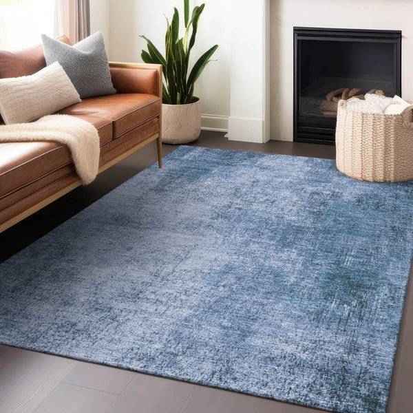 HomeRoots 10' Modern Blue & Sky Blue Abstract Washable Area Rug – Durable Indoor/Outdoor, Easy Care & Stylish 625306