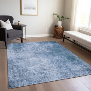 HomeRoots 10' Modern Blue & Sky Blue Abstract Washable Area Rug – Durable Indoor/Outdoor, Easy Care & Stylish 625306