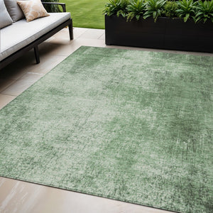 HomeRoots 5' Green & Charcoal Abstract Washable Area Rug - Durable, Stylish for Indoor & Outdoor Use, Easy Care! 625308