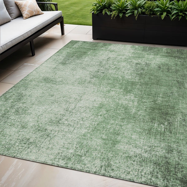HomeRoots 5' Green & Charcoal Abstract Washable Area Rug - Durable, Stylish for Indoor & Outdoor Use, Easy Care! 625308