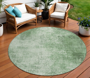 HomeRoots 8' Stylish Green & Charcoal Abstract Round Washable Area Rug for Indoor & Outdoor Versatility 625309