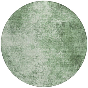HomeRoots 8' Stylish Green & Charcoal Abstract Round Washable Area Rug for Indoor & Outdoor Versatility 625309