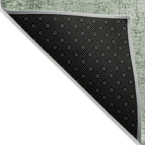 HomeRoots 8' Stylish Green & Charcoal Abstract Round Washable Area Rug for Indoor & Outdoor Versatility 625309
