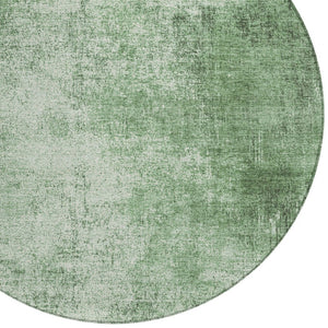 HomeRoots 8' Stylish Green & Charcoal Abstract Round Washable Area Rug for Indoor & Outdoor Versatility 625309