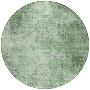 HomeRoots 8' Stylish Green & Charcoal Abstract Round Washable Area Rug for Indoor & Outdoor Versatility 625309