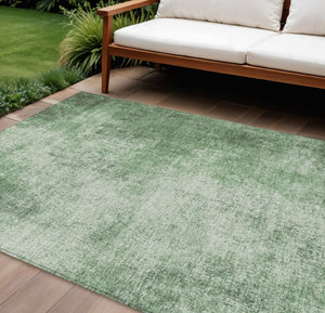 HomeRoots 8' X 10' Green and Charcoal Abstract Rug - Stylish, Durable, Washable for Indoor & Outdoor Spaces! 625310