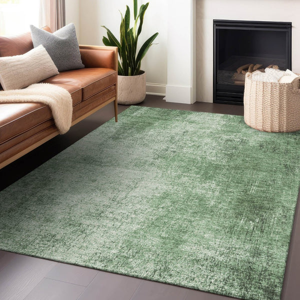 HomeRoots 8' X 10' Green and Charcoal Abstract Rug - Stylish, Durable, Washable for Indoor & Outdoor Spaces! 625310