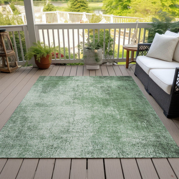 HomeRoots 8' X 10' Green and Charcoal Abstract Rug - Stylish, Durable, Washable for Indoor & Outdoor Spaces! 625310