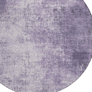 HomeRoots 8' Round Abstract Geometric Area Rug in Lavender & Lilac – Stylish, Washable for Indoor/Outdoor Use 625315