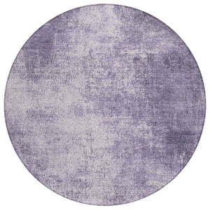 HomeRoots 8' Round Abstract Geometric Area Rug in Lavender & Lilac – Stylish, Washable for Indoor/Outdoor Use 625315