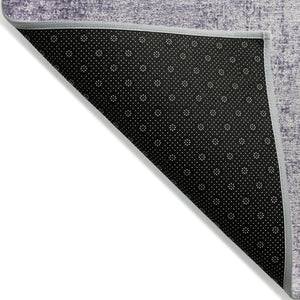 HomeRoots 8' Round Abstract Geometric Area Rug in Lavender & Lilac – Stylish, Washable for Indoor/Outdoor Use 625315