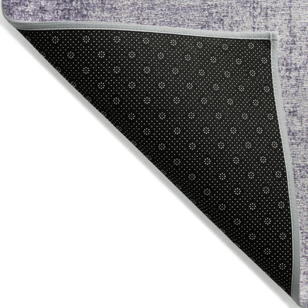 HomeRoots 8' Round Abstract Geometric Area Rug in Lavender & Lilac – Stylish, Washable for Indoor/Outdoor Use 625315