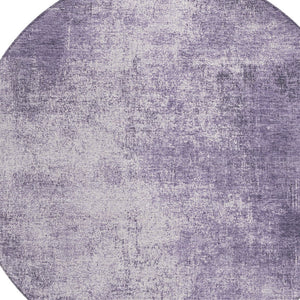 HomeRoots 8' Round Abstract Geometric Area Rug in Lavender & Lilac – Stylish, Washable for Indoor/Outdoor Use 625315