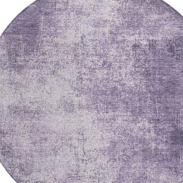HomeRoots 8' Round Abstract Geometric Area Rug in Lavender & Lilac – Stylish, Washable for Indoor/Outdoor Use 625315