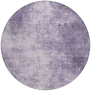 HomeRoots 8' Round Abstract Geometric Area Rug in Lavender & Lilac – Stylish, Washable for Indoor/Outdoor Use 625315
