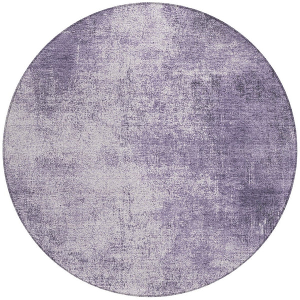 HomeRoots 8' Round Abstract Geometric Area Rug in Lavender & Lilac – Stylish, Washable for Indoor/Outdoor Use 625315