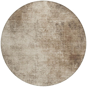 HomeRoots 8' Stylish Taupe & Brown Round Abstract Washable Rug - Durable, Versatile for Indoor & Outdoor Use 625321