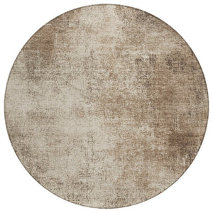 HomeRoots 8' Stylish Taupe & Brown Round Abstract Washable Rug - Durable, Versatile for Indoor & Outdoor Use 625321