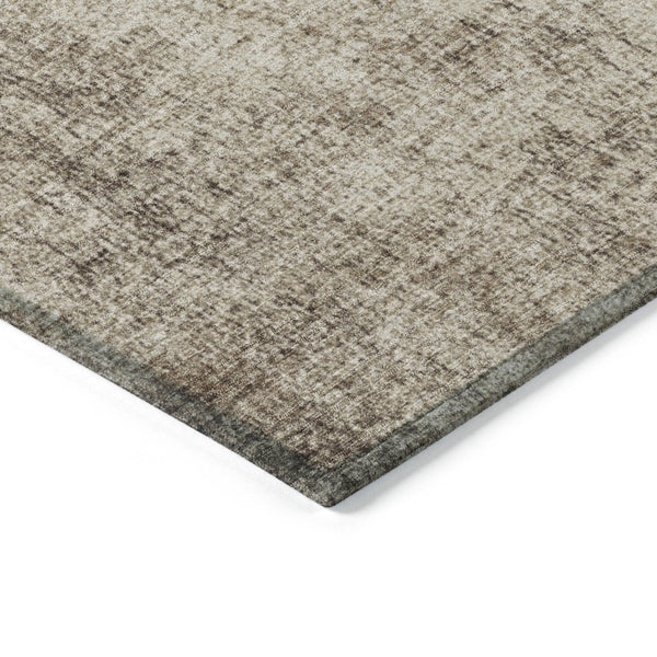 HomeRoots 8' Stylish Taupe & Brown Round Abstract Washable Rug - Durable, Versatile for Indoor & Outdoor Use 625321