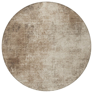 HomeRoots 8' Stylish Taupe & Brown Round Abstract Washable Rug - Durable, Versatile for Indoor & Outdoor Use 625321