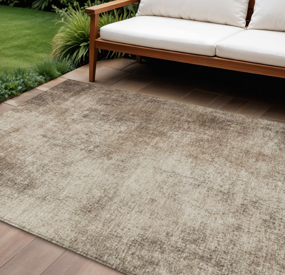 HomeRoots 9' Taupe and Brown Abstract Washable Area Rug - Indoor/Outdoor Versatile, Durable, and Stylish! 625323