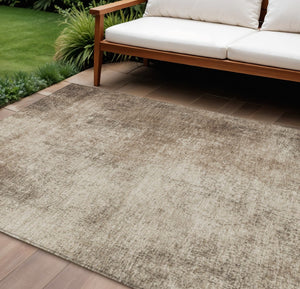 HomeRoots 9' Taupe and Brown Abstract Washable Area Rug - Indoor/Outdoor Versatile, Durable, and Stylish! 625323