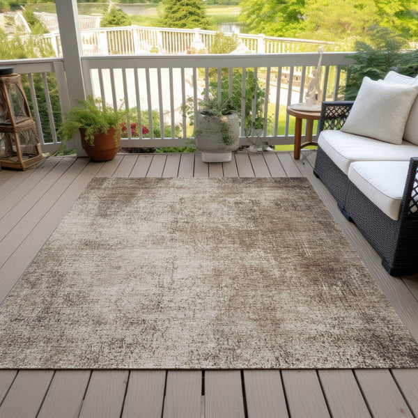 HomeRoots 9' Taupe and Brown Abstract Washable Area Rug - Indoor/Outdoor Versatile, Durable, and Stylish! 625323