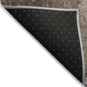 HomeRoots 8' Round Washable Area Rug in Chocolate & Taupe - Modern Abstract Design for Indoor & Outdoor Use 625327
