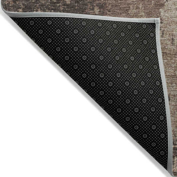HomeRoots 8' Round Washable Area Rug in Chocolate & Taupe - Modern Abstract Design for Indoor & Outdoor Use 625327