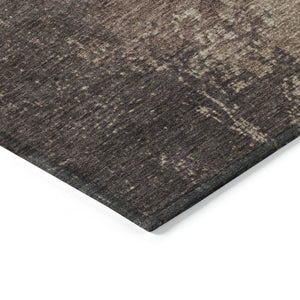 HomeRoots 8' Round Washable Area Rug in Chocolate & Taupe - Modern Abstract Design for Indoor & Outdoor Use 625327