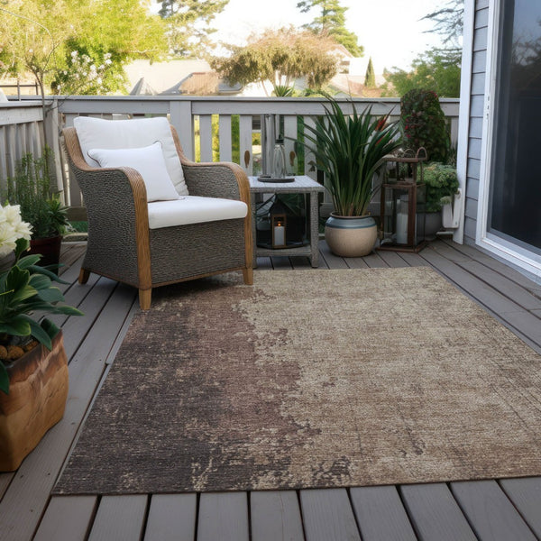HomeRoots 8' X 10' Washable Chocolate and Taupe Abstract Area Rug - Stylish, Durable, and Versatile for Any Space 625328