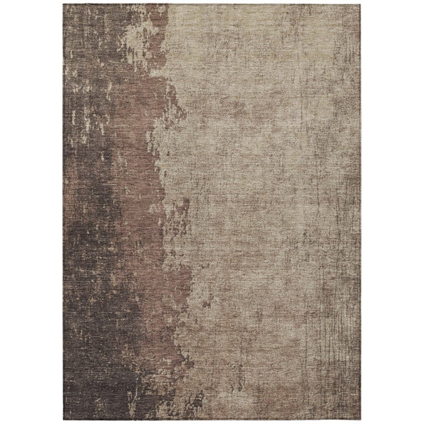 HomeRoots 9' X 12' Chocolate And Taupe Abstract Area Rug – Durable, Washable, Stylish for Indoor & Outdoor Use 625329