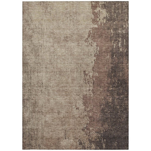 HomeRoots 10' Chocolate & Taupe Abstract Indoor Outdoor Area Rug - Durable, Washable, Modern Design for Any Space 625330
