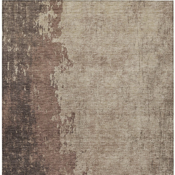 HomeRoots 10' Chocolate & Taupe Abstract Indoor Outdoor Area Rug - Durable, Washable, Modern Design for Any Space 625330