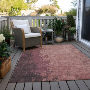 HomeRoots 5' X 8' Coral and Mauve Abstract Area Rug – Stylish, Washable, Versatile for Indoor & Outdoor Spaces 625332