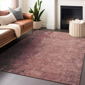 HomeRoots 5' X 8' Coral and Mauve Abstract Area Rug – Stylish, Washable, Versatile for Indoor & Outdoor Spaces 625332