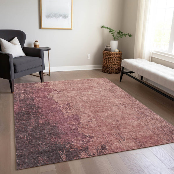 HomeRoots 5' X 8' Coral and Mauve Abstract Area Rug – Stylish, Washable, Versatile for Indoor & Outdoor Spaces 625332