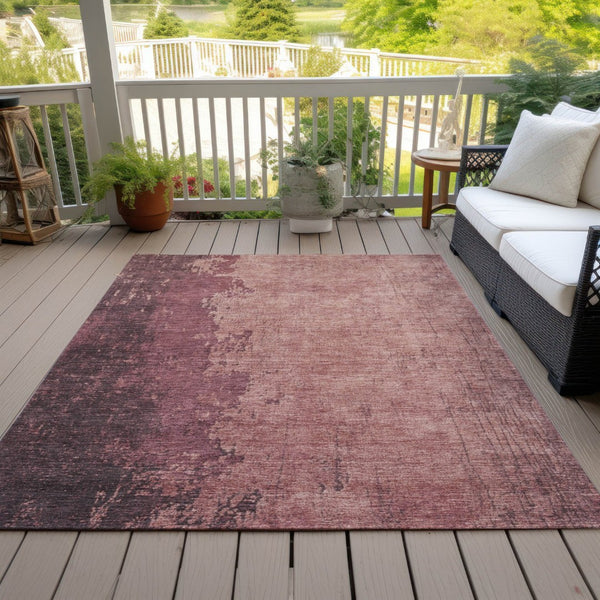 HomeRoots 5' X 8' Coral and Mauve Abstract Area Rug – Stylish, Washable, Versatile for Indoor & Outdoor Spaces 625332