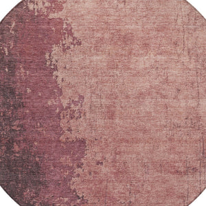 HomeRoots 8' Coral and Mauve Round Abstract Rug – Durable, Washable, Modern Design for Indoor & Outdoor Spaces 625333