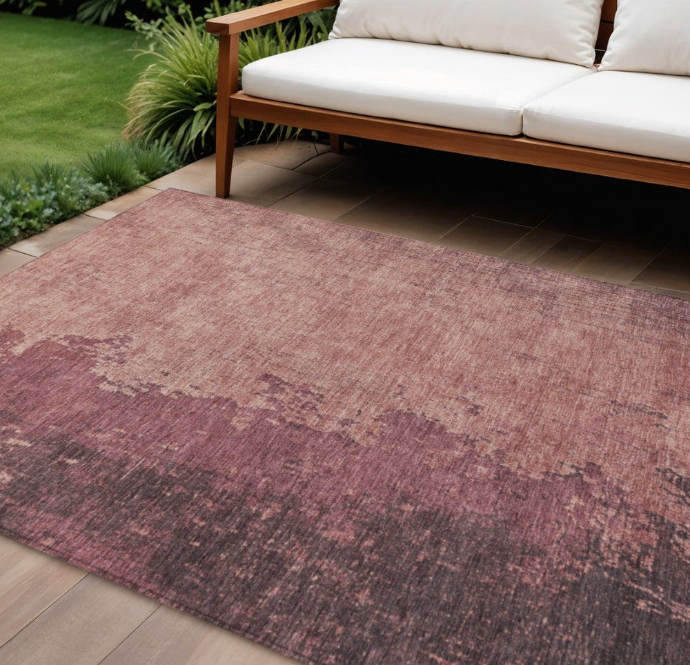 HomeRoots 10' X 14' Coral and Mauve Abstract Rug – Stylish, Washable, Durable for Indoor/Outdoor Use & High Traffic 625336