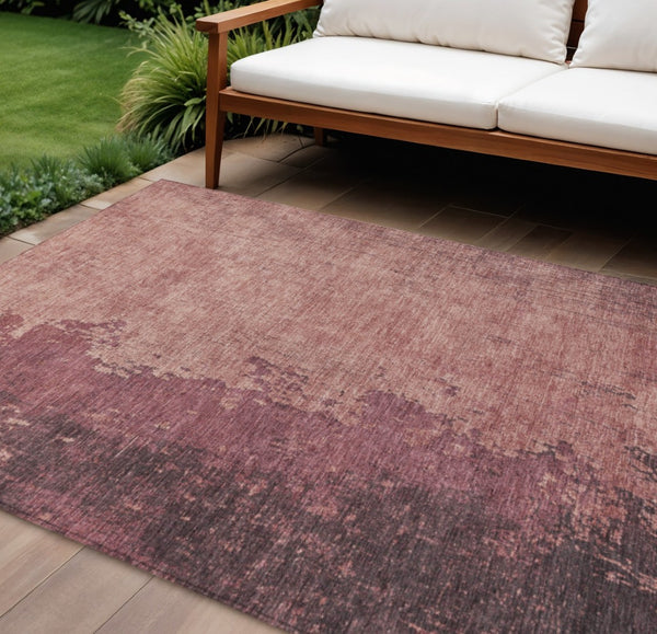 HomeRoots 10' X 14' Coral and Mauve Abstract Rug – Stylish, Washable, Durable for Indoor/Outdoor Use & High Traffic 625336