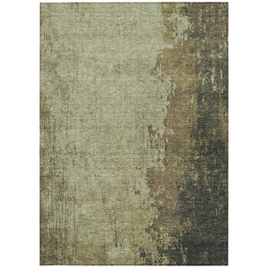 HomeRoots 5' X 8' Olive Green & Brown Abstract Area Rug – Stylish, Washable, Indoor/Outdoor, Durable Design! 625338