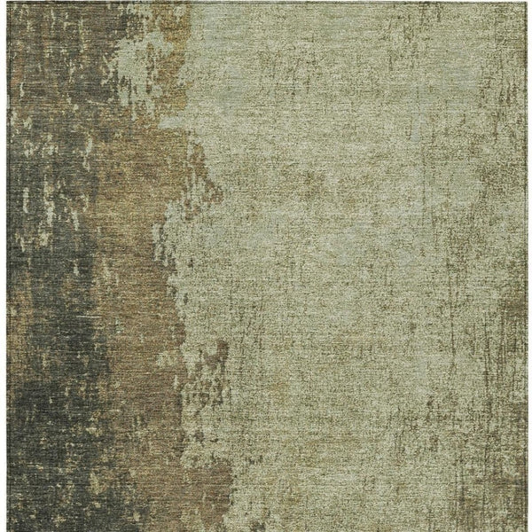 HomeRoots 5' X 8' Olive Green & Brown Abstract Area Rug – Stylish, Washable, Indoor/Outdoor, Durable Design! 625338