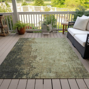 HomeRoots 5' X 8' Olive Green & Brown Abstract Area Rug – Stylish, Washable, Indoor/Outdoor, Durable Design! 625338