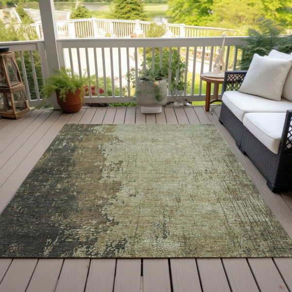 HomeRoots 5' X 8' Olive Green & Brown Abstract Area Rug – Stylish, Washable, Indoor/Outdoor, Durable Design! 625338