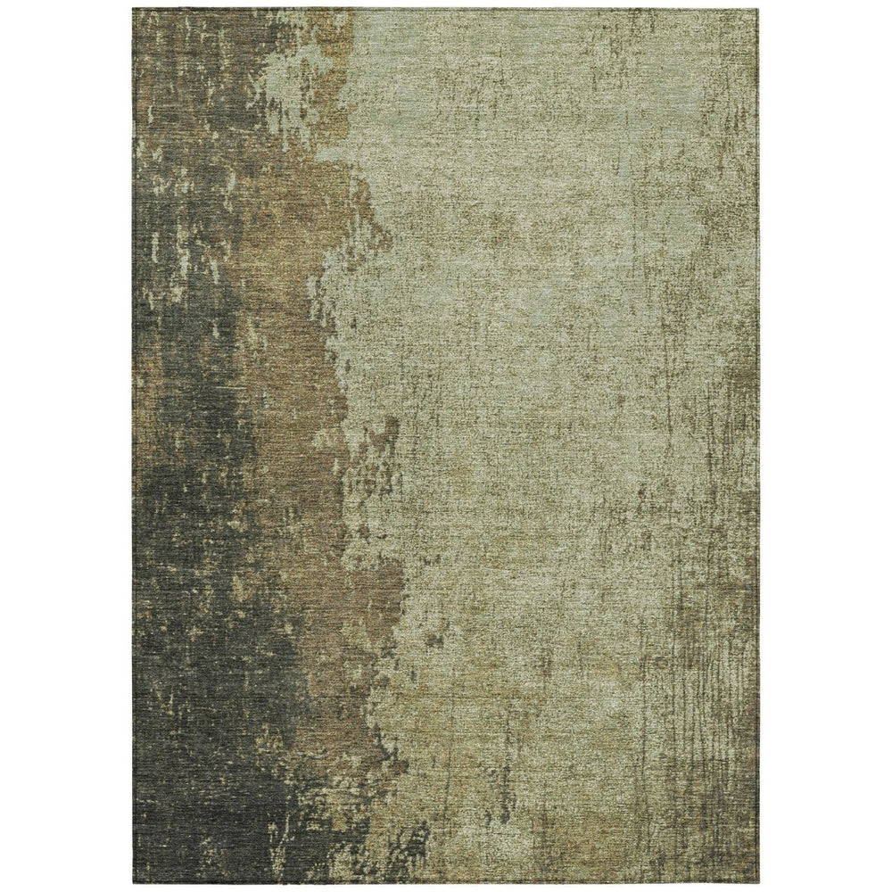 HomeRoots 10' Stylish Olive Green & Brown Abstract Area Rug – Durable, Washable for Indoor/Outdoor Use! 625342