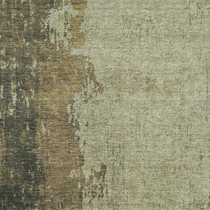 HomeRoots 10' Stylish Olive Green & Brown Abstract Area Rug – Durable, Washable for Indoor/Outdoor Use! 625342
